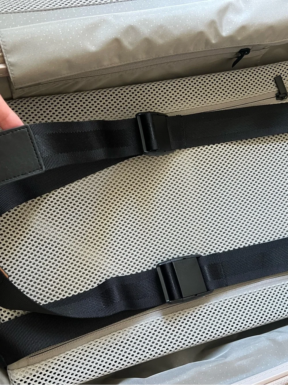 Monos Cream Spinner Luggage - Compact Travel Carry-On